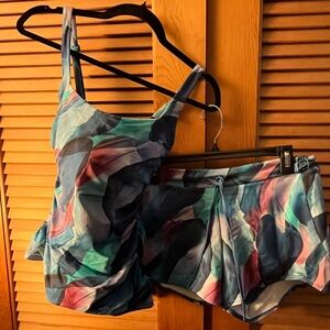 Athleta swimwear tankini 32D/DD & boyshort xs